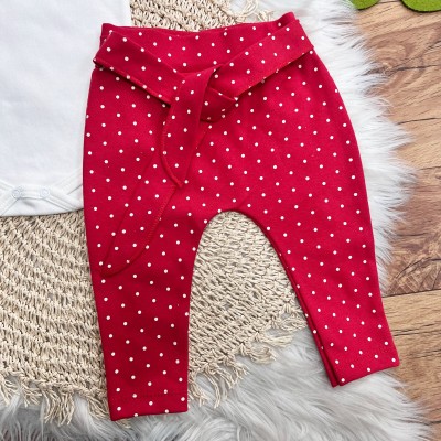 Conj. de Malha 3 peças - Borboletas com Poá - Vermelho e Off White
